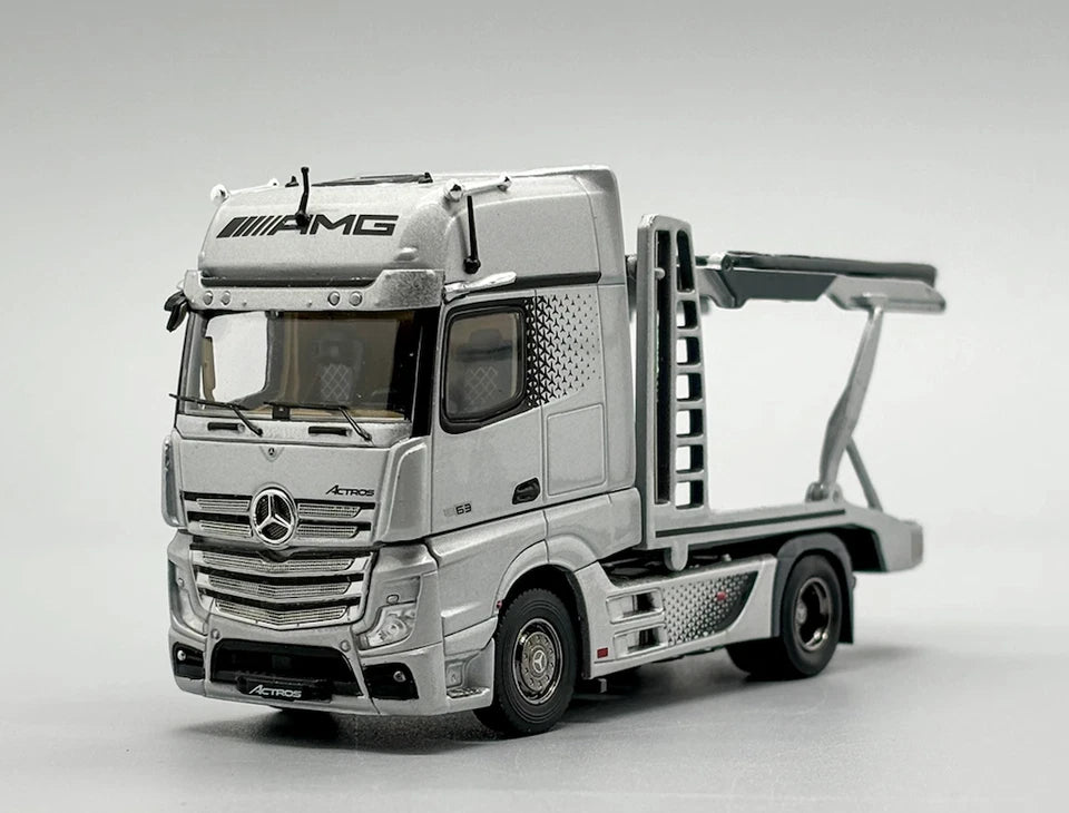 GCD 1:64 Silver AMG Actros Gigaspace 4x2 Trailer Truck Model Diecast Metal Car