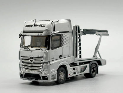 GCD 1:64 Silver AMG Actros Gigaspace 4x2 Trailer Truck Model Diecast Metal Car