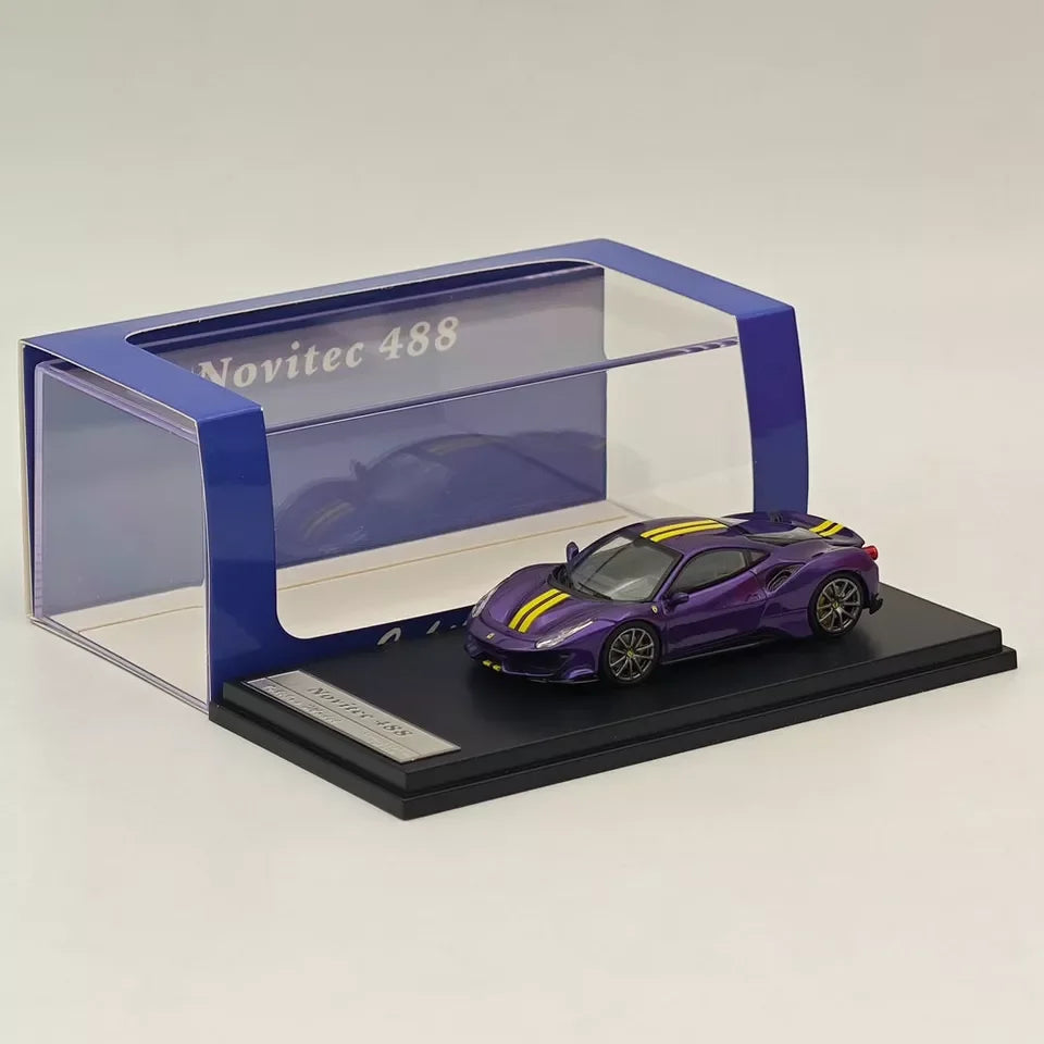 Ichiban Novitec Ferrari 488 Model 1/64 scale die-cast model of a Purple - Jaiman Toys