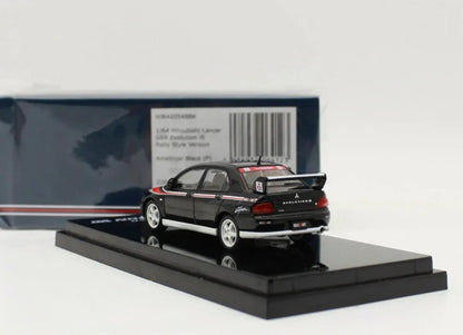1:64 Hobby Japan HJ MITSUBISHI LANCER GSR EVOLUTION VII Rally Style Version Amethyst Black HJ642054BBK Diecast Model Car - Jaiman Toys