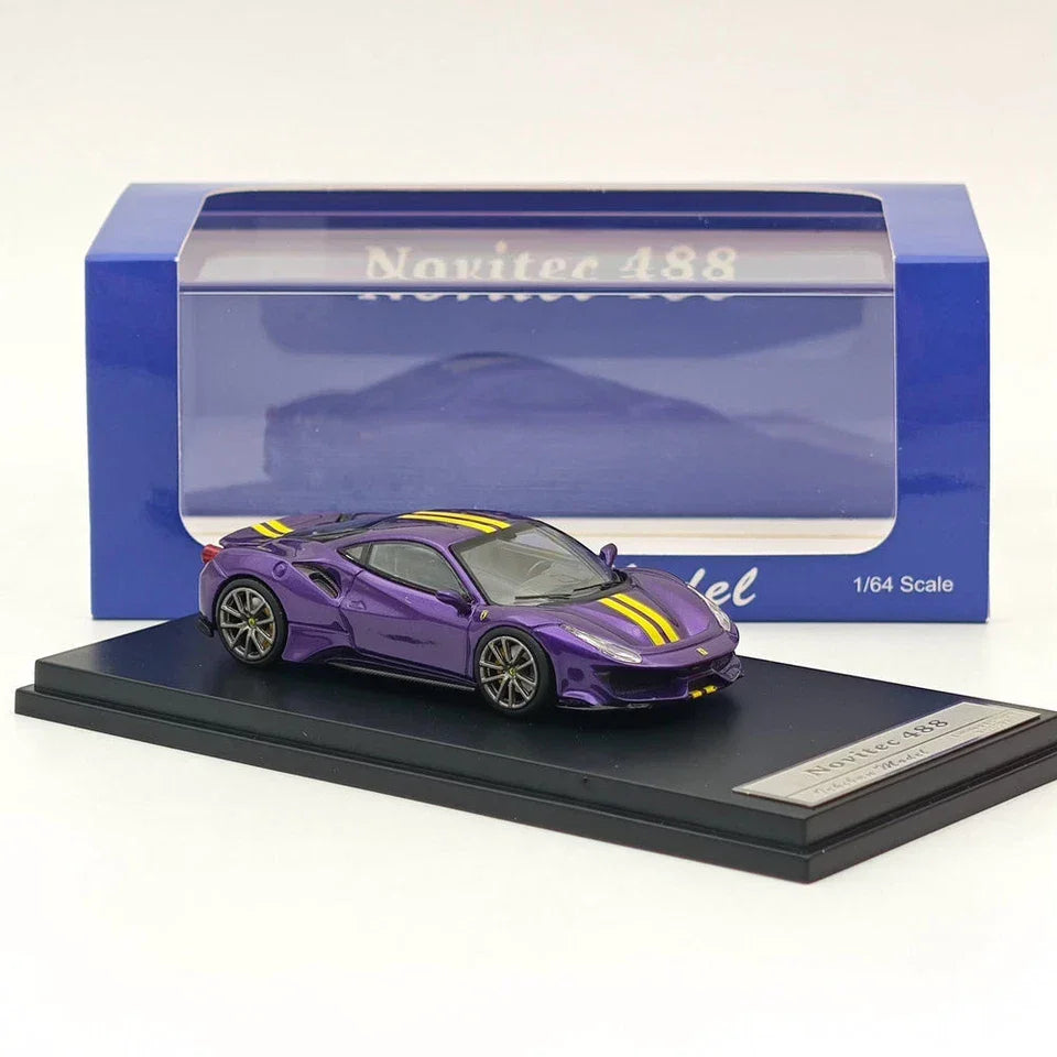 Ichiban Novitec Ferrari 488 Model 1/64 scale die-cast model of a Purple - Jaiman Toys