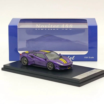 Ichiban Novitec Ferrari 488 Model 1/64 scale die-cast model of a Purple - Jaiman Toys