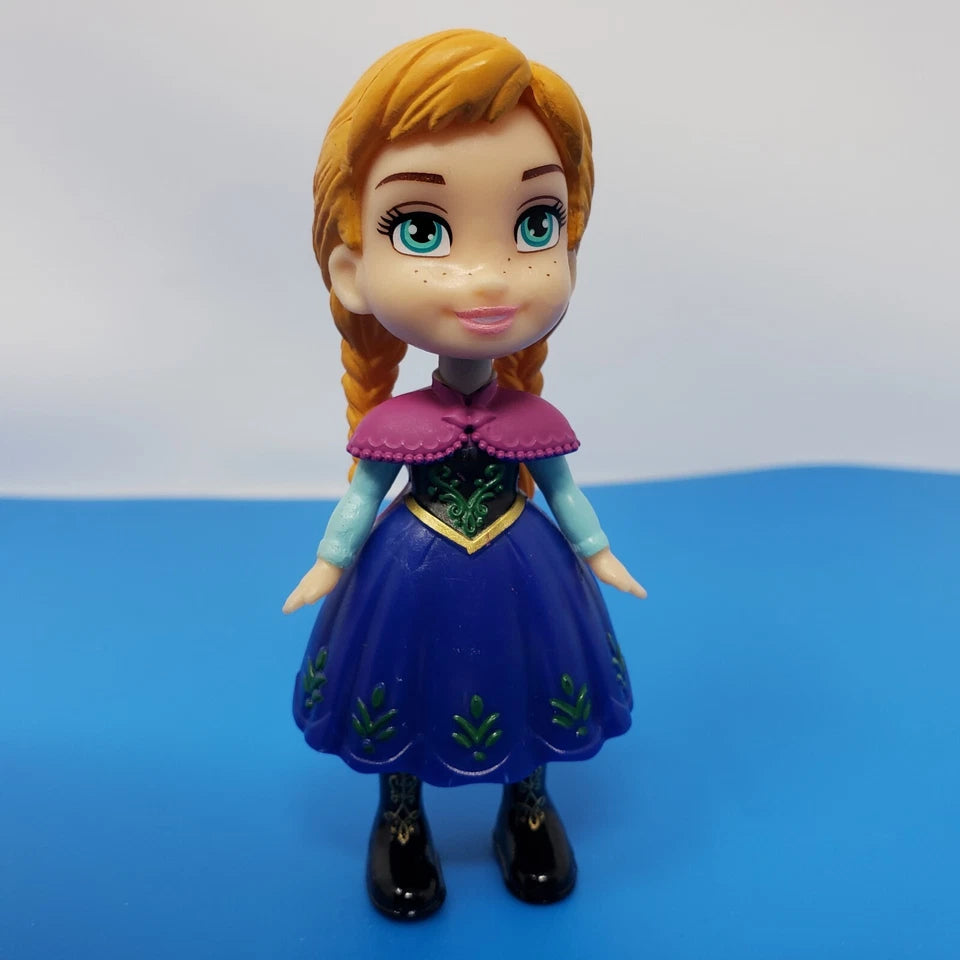 Frozen Mini Anna Doll (8 cm)  – Disney Princess Collectible Figure with Articulated Arms (Royal Dress)