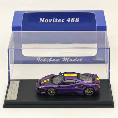 Ichiban Novitec Ferrari 488 Model 1/64 scale die-cast model of a Purple - Jaiman Toys