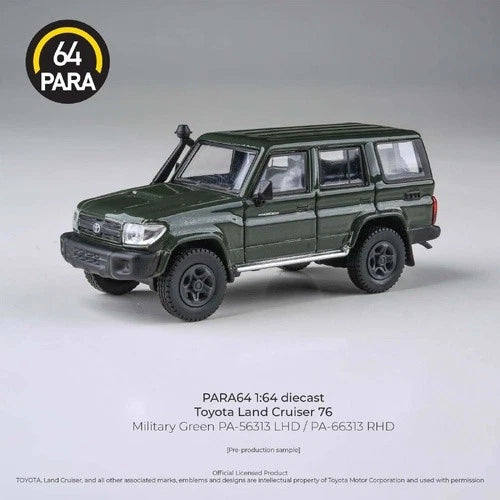 PARA64 1:64 2014 Toyota Land Cruiser LC76 Military Green (RHD) Diecast Model Car Collectible