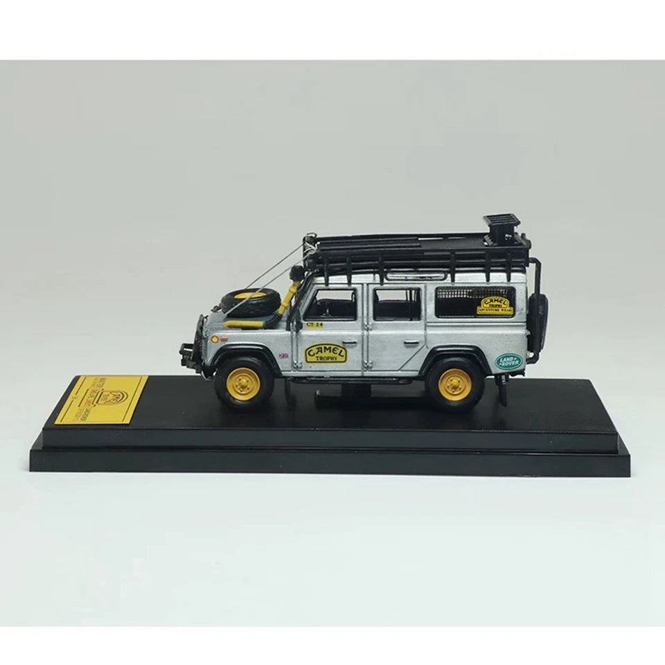 Master 1:64 Land Rover Defender 110 Diecast Model Car | Camel Trophy ; Expedition SUV Collectible with Roof Rack |