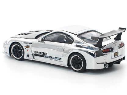 POP RACE 1:64 Top Secret GT300 Supra Silver Chrome – Scale Premium Diecast Collectible Model Car