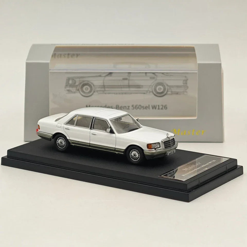 MERCEDES BENZ 560SEL W126 White 1/64 Diecast Car 6Gen Edition MODEL BY MASTER - Jaiman Toys