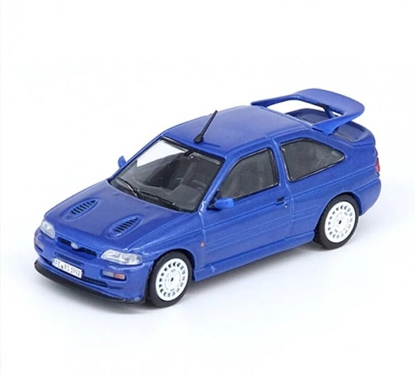 INNO64 Ford Escort RS Cosworth (LHD) Blue 1:64 Scale Die-Cast Model Car | Premium Ford Rally Collectible Miniature, Detailed Interior, Rubber Tires, Authentic Replica with Display Case & Collector Box