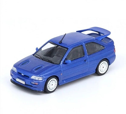 INNO64 Ford Escort RS Cosworth (LHD) Blue 1:64 Scale Die-Cast Model Car | Premium Ford Rally Collectible Miniature, Detailed Interior, Rubber Tires, Authentic Replica with Display Case & Collector Box