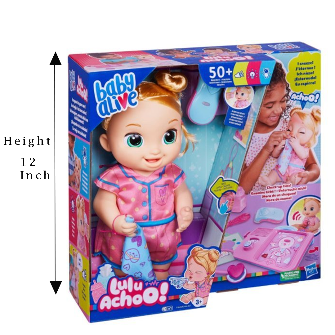 Baby Alive Lulu Achoo Doll, 12-Inch Interactive Doctor Play Toy Set with Lights and Sound