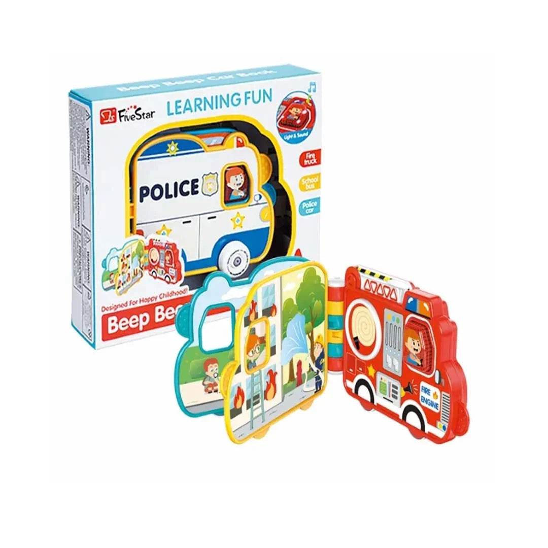 Beep Car Book Infant Toy – Light & Sound Educational Baby Toy | Interactive Soft Book for Toddlers - Jaiman Toys