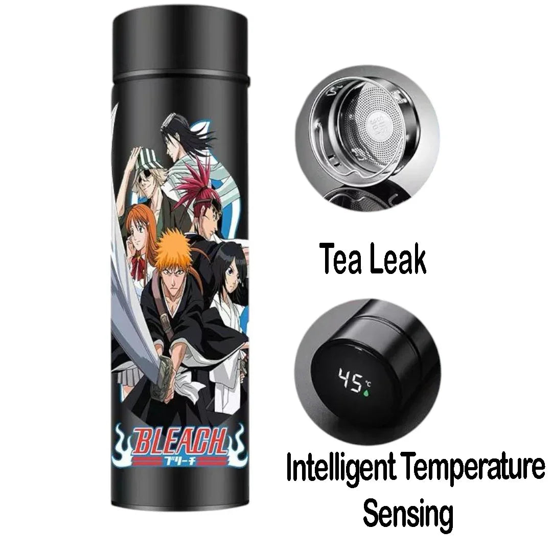 Bleach Ichigo Kurosaki 500ml Stainless Steel Vacuum Flask with LED Temperature Display & Tea Strainer – Hot & Cold Anime Bottle