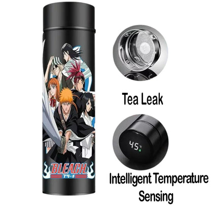 Bleach Ichigo Kurosaki 500ml Stainless Steel Vacuum Flask with LED Temperature Display & Tea Strainer – Hot & Cold Anime Bottle