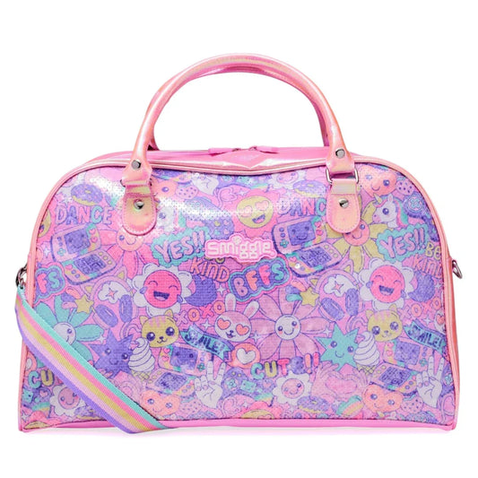 Smiggle Epic Magical Weekender Shoulder Bag – Travel Duffel for Kids | Shimmer Fabric, Appliqué Design, Dual Handles & Shoulder Strap