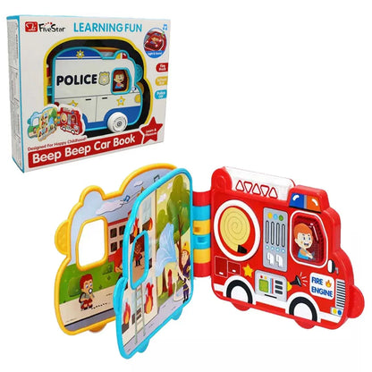 Beep Car Book Infant Toy – Light & Sound Educational Baby Toy | Interactive Soft Book for Toddlers - Jaiman Toys