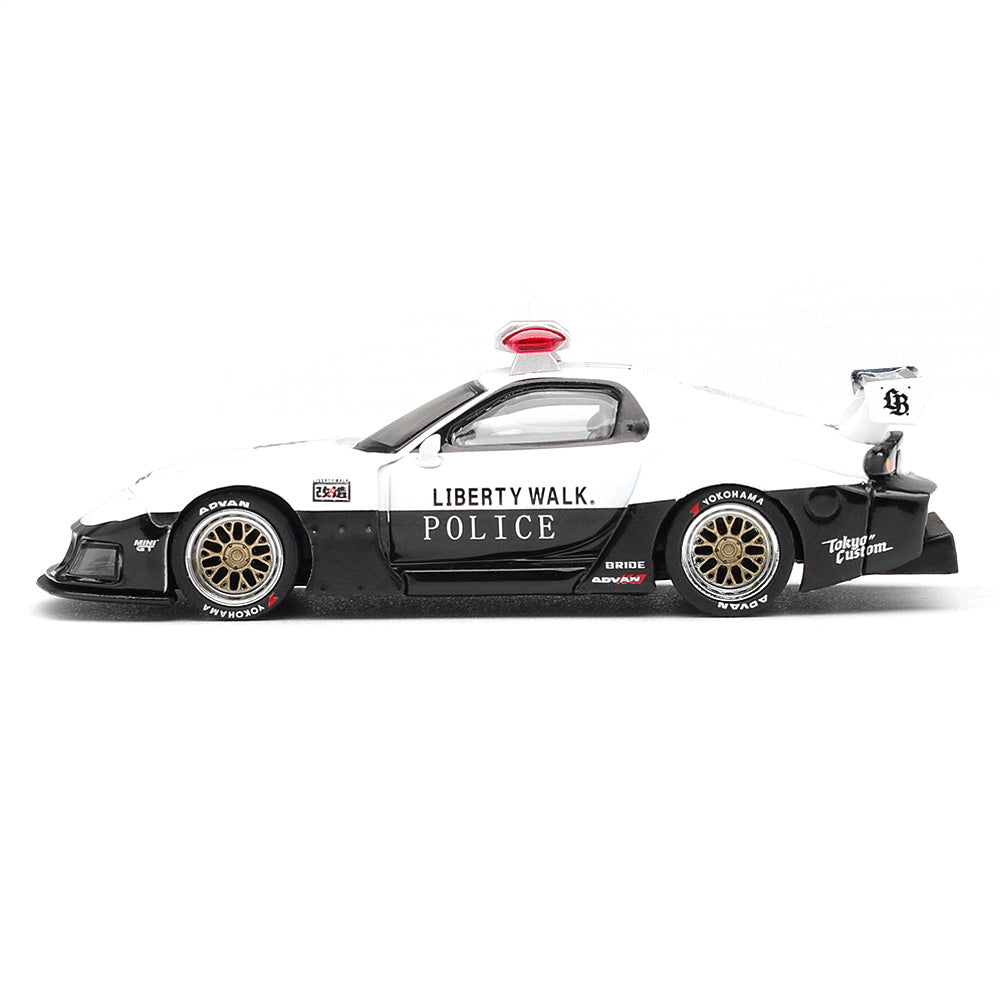 Mini GT 1:64 Scale (Blister Pack) Mazda RX-7 LB-Super Silhouette Police Diecast Scale Model Car | Collectible Model