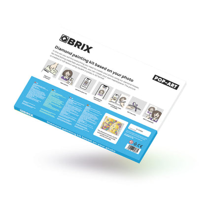 QBRIX POP-ART Diamond Painting Kit A3 | Custom Photo Mosaic | 44,000 Crystals, 7 Colors | DIY POP Art Canvas for Ages 8+