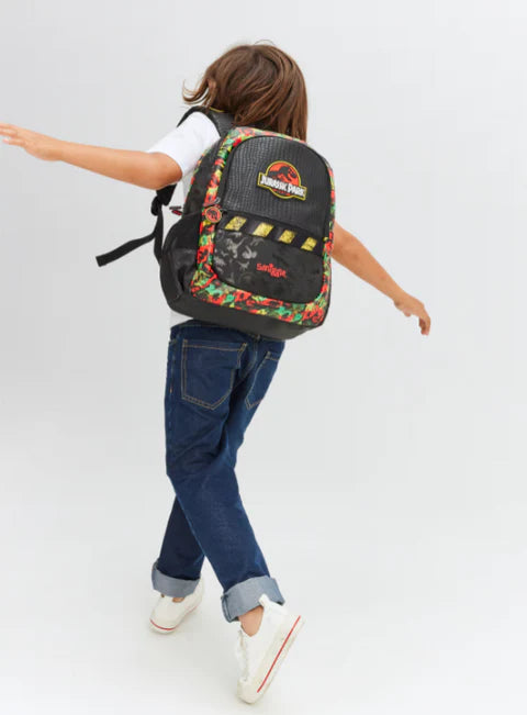 Smiggle Jurassic Park Kids Backpack 42cm | Dinosaur School Bag with Multiple Compartments