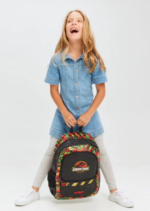 Smiggle Jurassic Park Kids Backpack 42cm | Dinosaur School Bag with Multiple Compartments