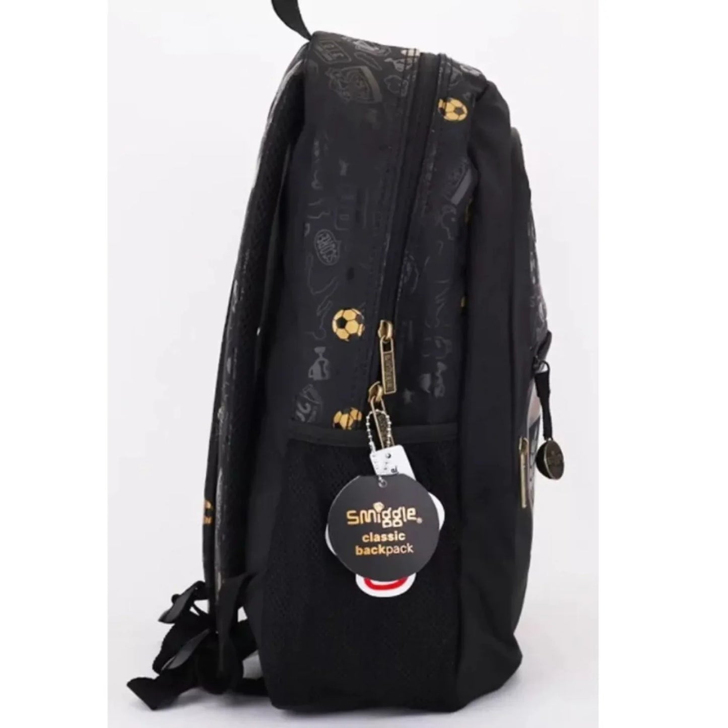 Smiggle Gold Football School Bag – Colorful & Stylish 15-Inch Kids Backpack with Compartments Section For Kids