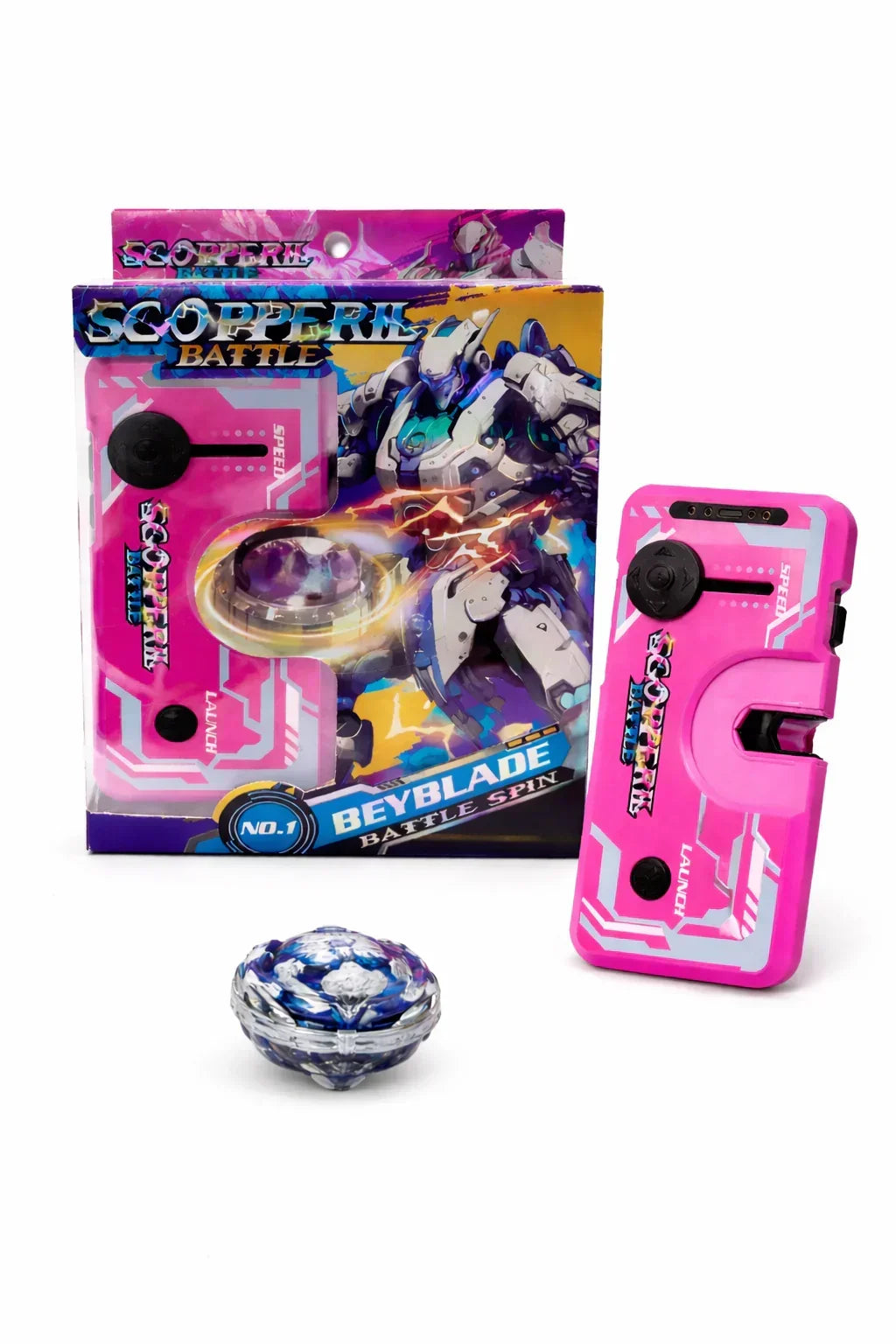 Scopperil Battle Spinning Top Launcher Set with Speed Control & Battle Arena Disc | Action Fighting Toy for Kids & Adults