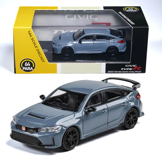 PARA64 1:64 Honda Civic Type R 2023 Pearl sonic Gray RHD Diecast Car Model