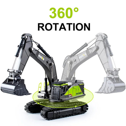 Huina 1661 1:18 RC Excavator | Full-Function Remote Control Construction Digger Toy