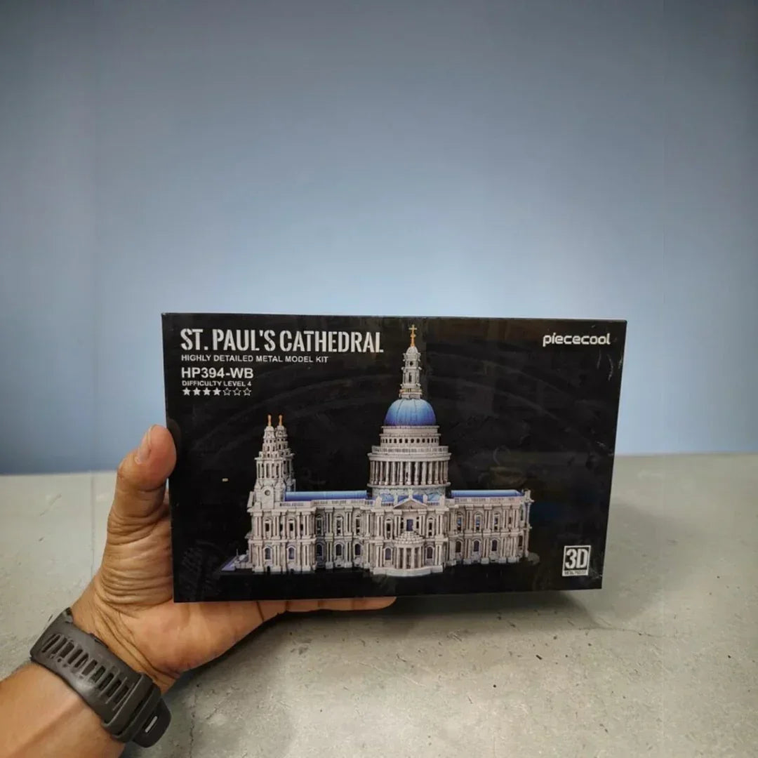 Piececool 3D Metal Puzzle St. Paul’s Cathedral Landmark Model – 639 Pieces – Difficulty Level 4 – Stainless Steel DIY Model Kit-Age 16+