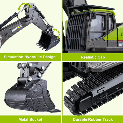 Huina 1661 1:18 RC Excavator | Full-Function Remote Control Construction Digger Toy