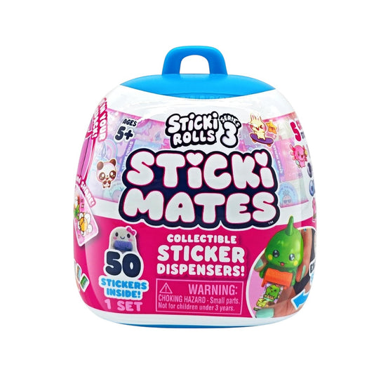 STICKI ROLLS Sticki Mates Blind Box Charm – Collectible Sticker Dispenser | Mystery Collectible, 5 Sticki Rolls, 50 Holographic Stickers, Built-In Sticker...