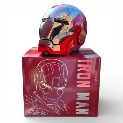 Iron Man MK5 1:1 Helmet Silver Edition with Voice Control | Wearable LED Light Helmet | Collector & Cosplay Replica