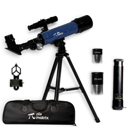Pie Matrix Neo 50/360 HD Refractor Telescope for Kids & Beginners with 36x Magnification, 360° Rotating Tripod, Phone Holder & Travel Bag