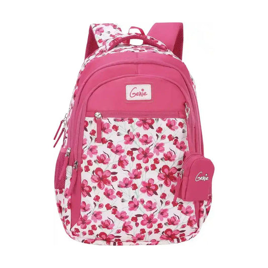 Genie Camellia 15-Inch Waterproof School Backpack – Pink | Lightweight, Stylish & Durable - Jaiman Toys