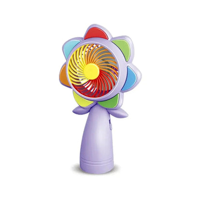 Portable Handheld Mini Fan with LED Lights – Colorful Flower Design Personal Cooling Fan for Travel, Office & Outdoor Use (Pack of 1)