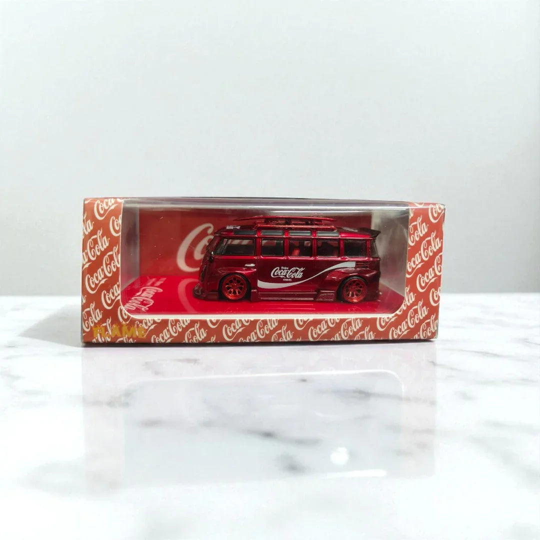Flame Coke 1:64 Red T1 Bus Volkswagen Camper Bus Kombi Sports Model Diecast Metal Car - Jaiman Toys