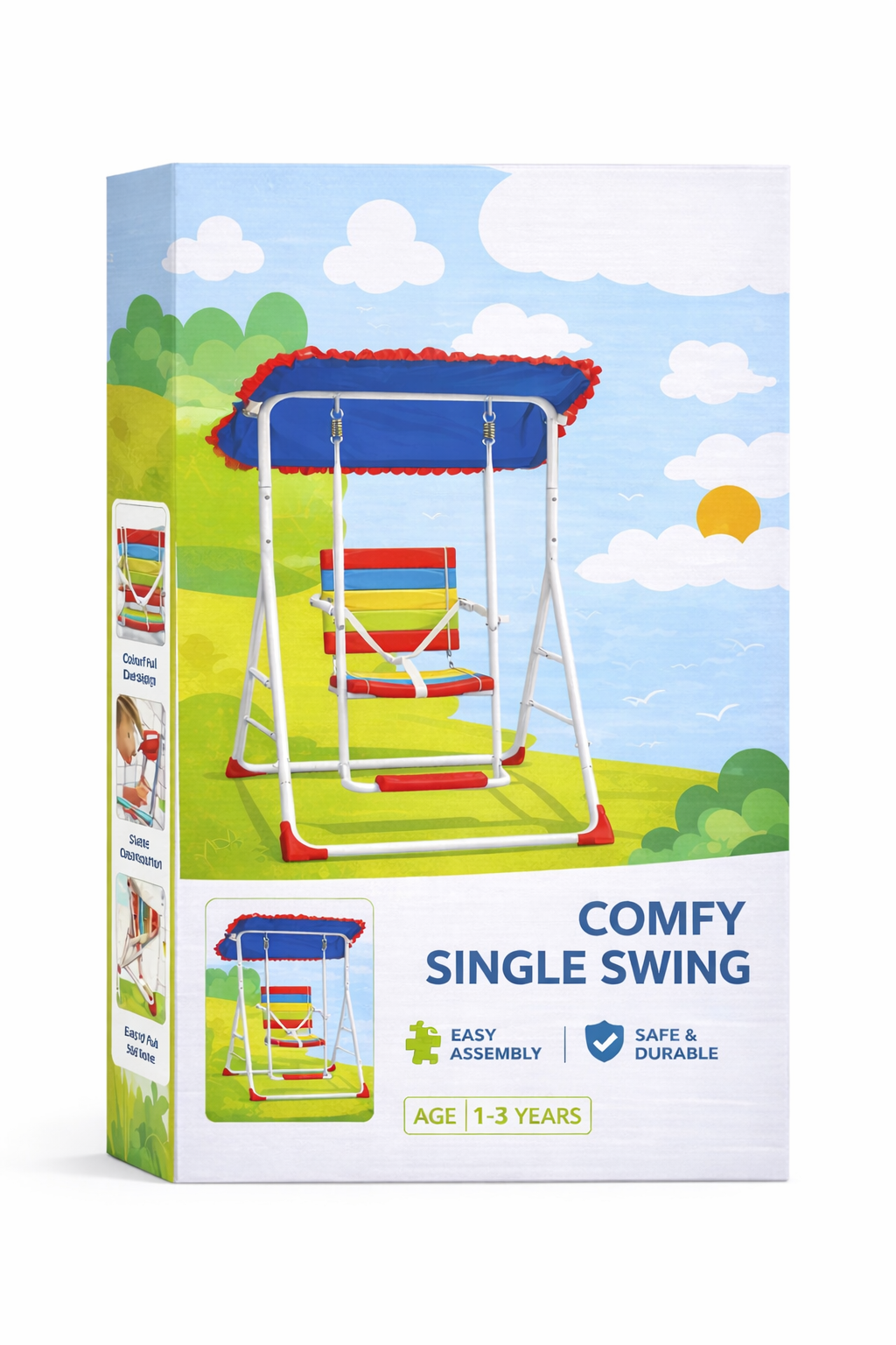 Breatoi Swing Solo : Kids Outdoor Swing with Canopy | Safe & Sturdy Garden Swing for Children Indoor Outdoor-Capacity 50KG