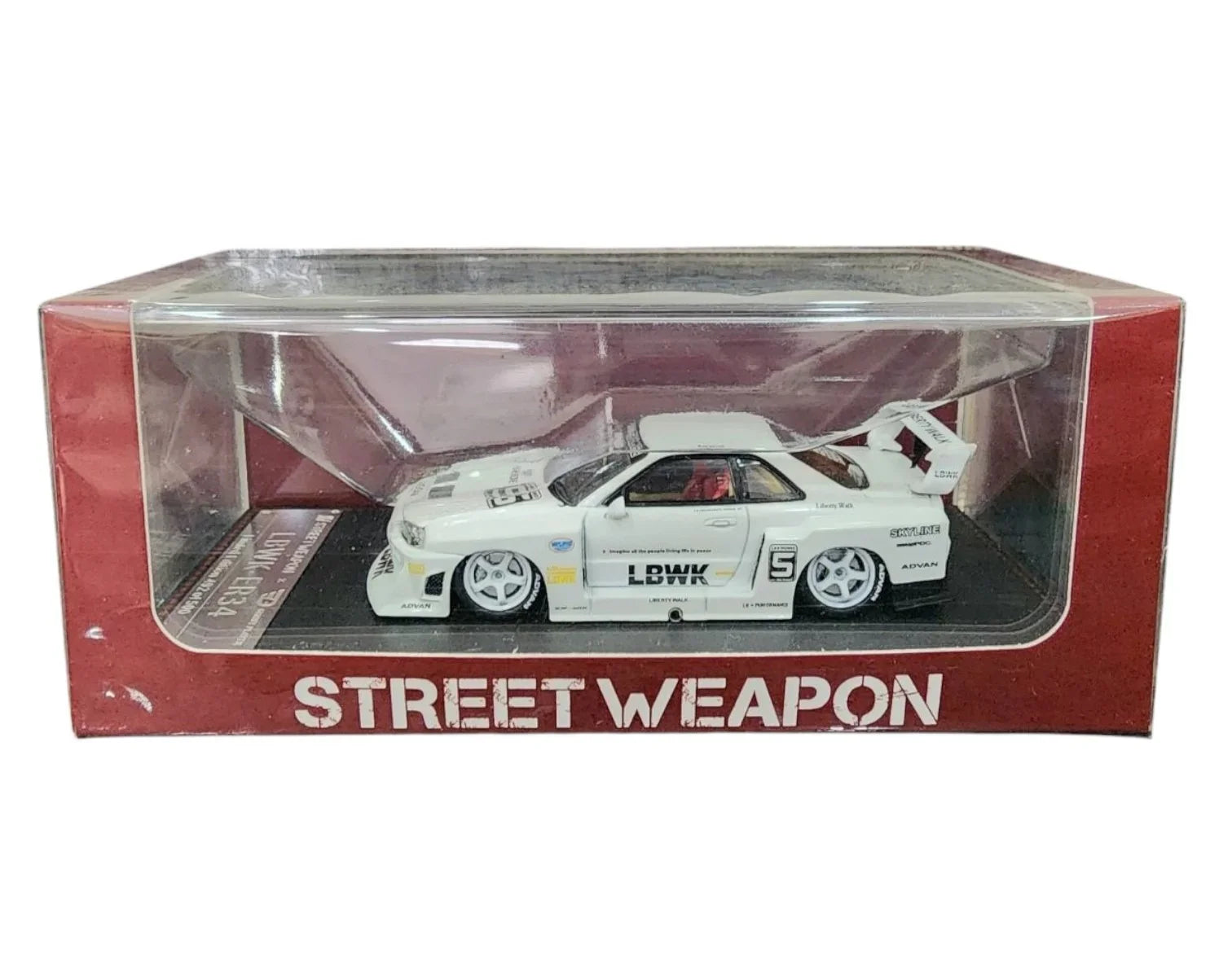 STREET WEAPON NISSAN SKYLINE ER34 LBWK WHITE DIECAST CAR MODEL - Jaiman Toys