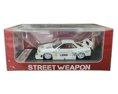 STREET WEAPON NISSAN SKYLINE ER34 LBWK WHITE DIECAST CAR MODEL - Jaiman Toys