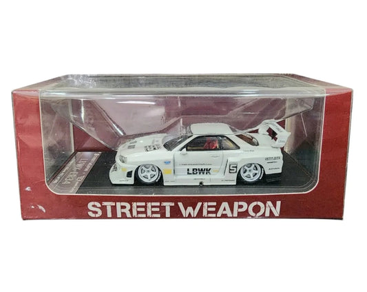 STREET WEAPON NISSAN SKYLINE ER34 LBWK WHITE DIECAST CAR MODEL - Jaiman Toys