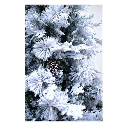 SWEN True Star 8-Feet Christmas Tree with Broad Pine Leaves, Frosting & Pine Cones | Premium Snow-Kissed Festive Tree