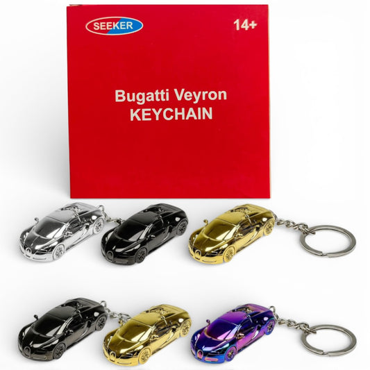 Seeker 1:87 Bugatti Veyron Super Sport Diecast Car Keychain – Metal Miniature Collectible Key Ring