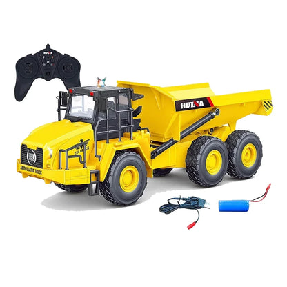 Huina 1:16 RC Articulated Dump Truck | 11-Function Remote Control Tipper Lorry with LED Lights