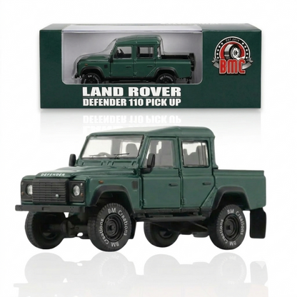 BM Creations 1:64 Land Rover Defender 110 Pick Up Diecast Model Car | Premium Collectible with Opening Parts | Two Color Variants