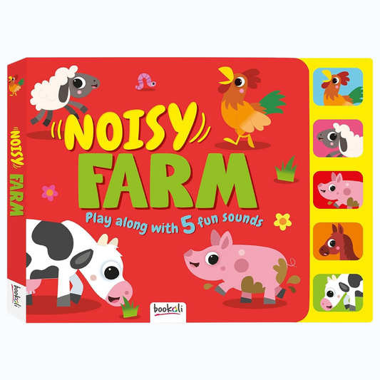 Bookoli Noisy Farm Sound Book for Kids | Interactive Farm Animal Sound Board Book with 5 Fun Sounds