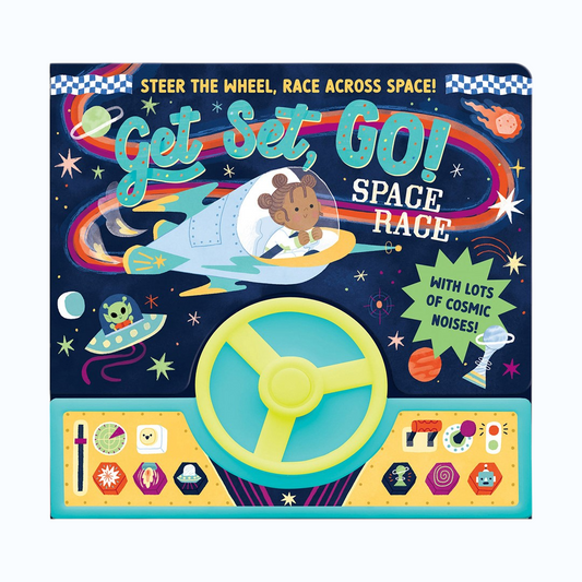 NORTH PARADE Get Set Go! Space Race Interactive Steering Wheel Sound Book for Kids | Cosmic Adventure Activity Board Book