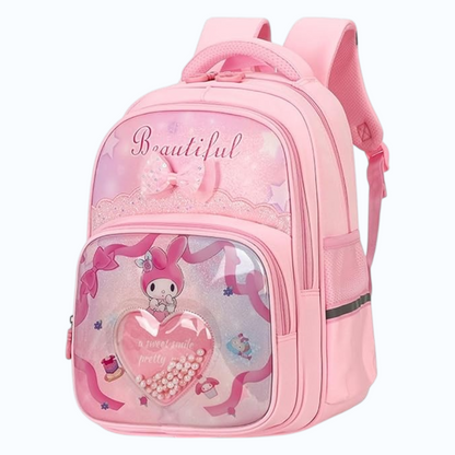 Stylish School Backpack for Girls – Cartoon Print Water-Resistant School Bag for Kids 8–12 Years (41 x 32 x 15 cm)