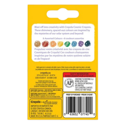 Crayola Cosmic Crayons, 8 Count | Metallic & Shimmer Coloring Crayons for Kids