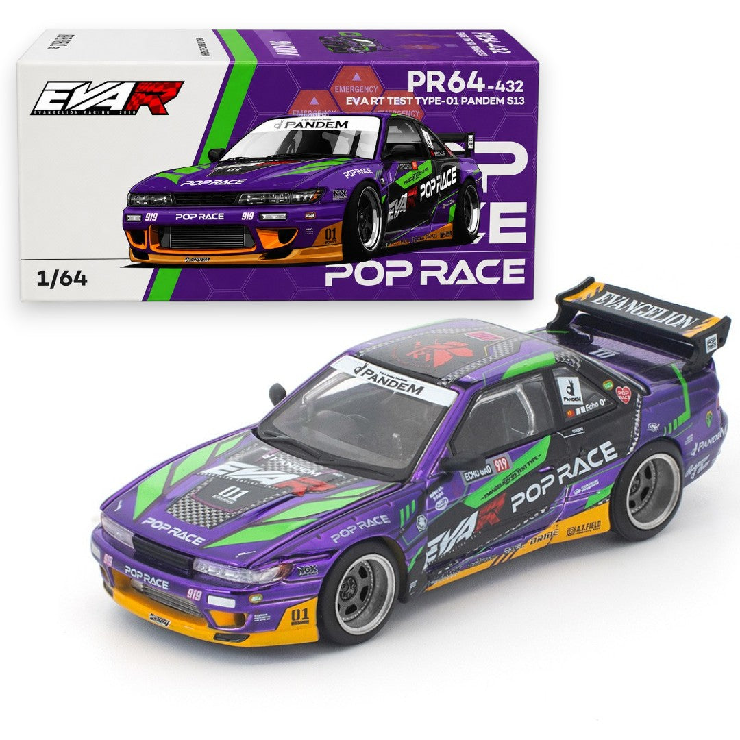 POP RACE 1:64 EVA RT Test Type-01 Pandem S13 PR64-432 | Evangelion Racing Diecast Model Car (BGX)