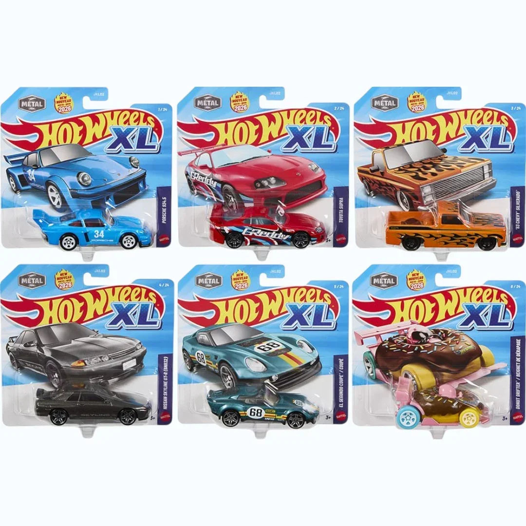Hot Wheels 2026 XL Metal Die-Cast Cars – 6 Piece Set | Large Size Premium Toy Cars | Durable Metal Body | Ages 3+